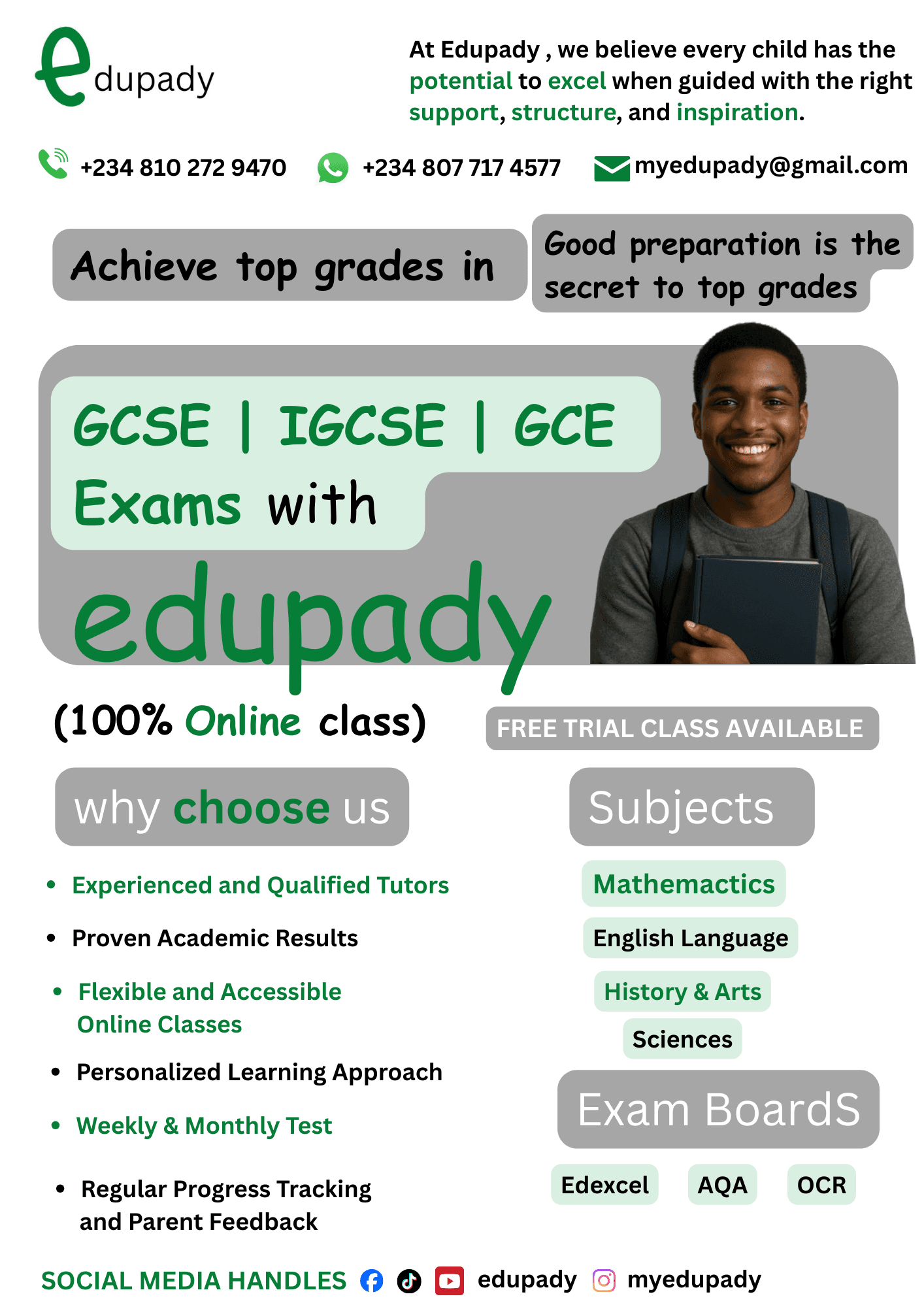 GCSE IGCSE A Level tutoring with Edupady